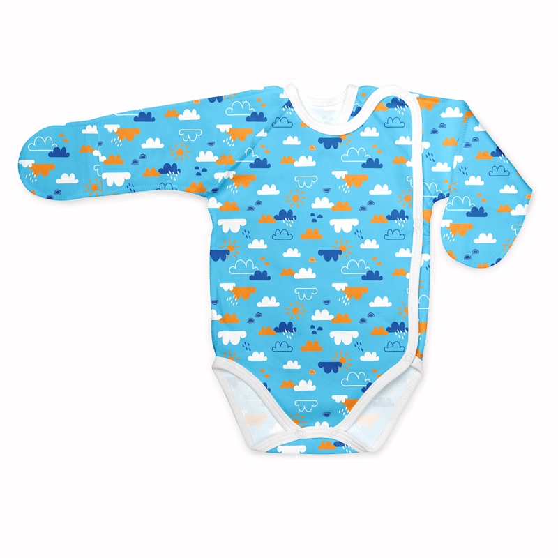 Bodysuit  Blue Clouds size 56-62 soft cotton, doub...