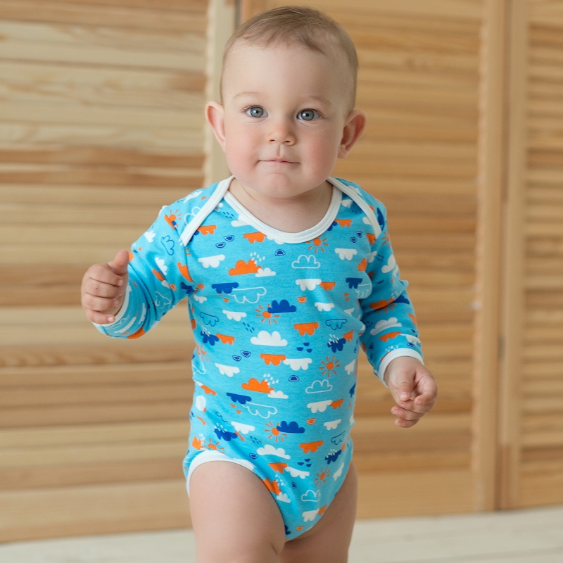Bodysuit  Blue Clouds size 68-74-80 soft cotton, d...
