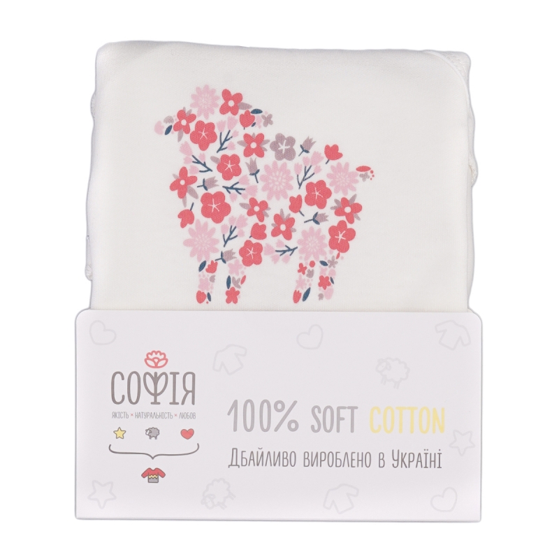 Bodysuit  Flowers size 62-68-74-80 soft cotton, double knitted fabric, print, cream, 1313, ТМ Sofia