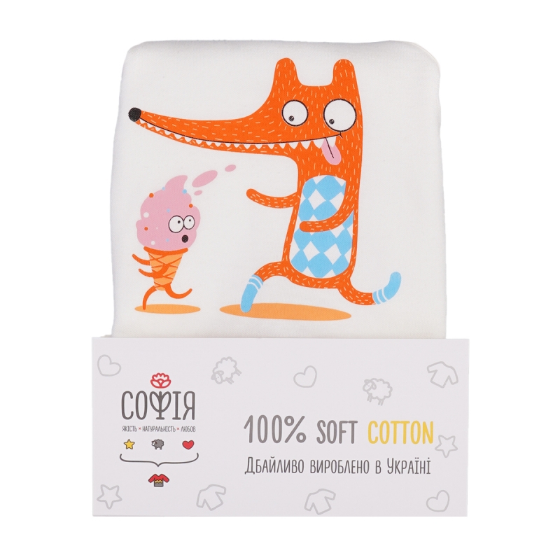 Боди  Foxes р.68-74-80 хлопок, интерлок, принт, кремовый, 1214, ТМ София