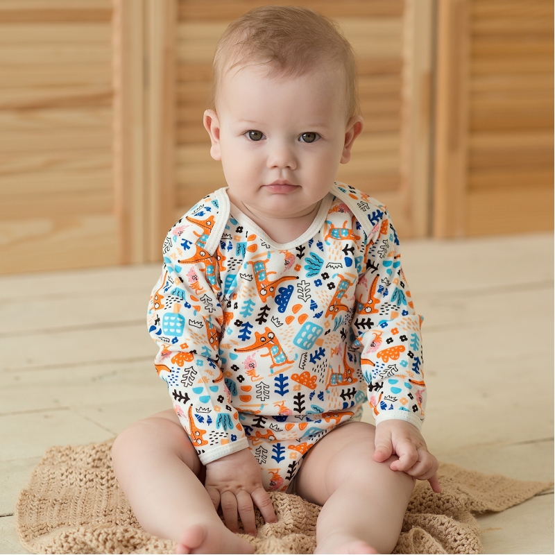 Bodysuit  Foxes size 68-74-80  soft cotton, double...