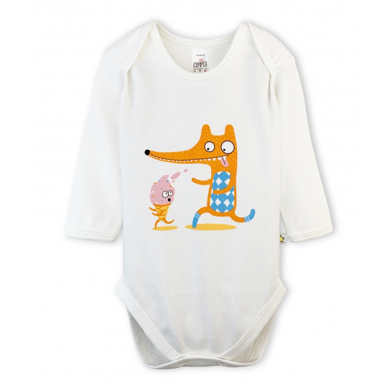 Bodysuit  Foxes size 62-68-74-80 soft cotton, doub...