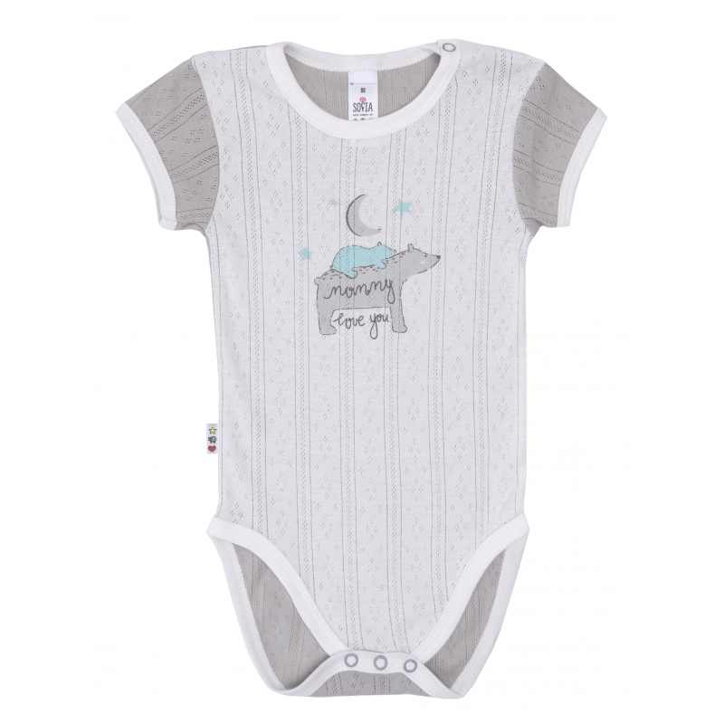 Bodysuit  Vikings size 68-74-80 soft cotton, double knitted fabric, print, milky, 2911, ТМ Sofia