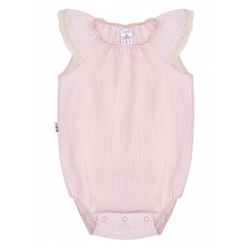 Baby Girl's bodysuit with small ruffles (light pink), size 68-74-80-86 cotton, 3416, TM Sofia
