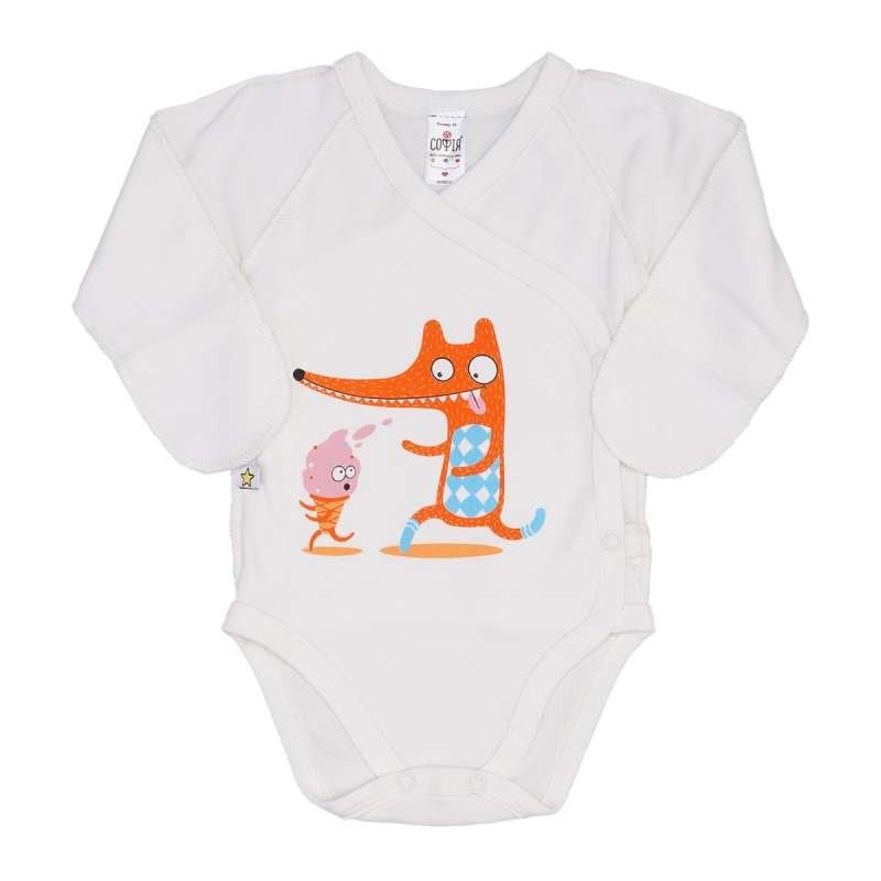 Bodysuit  Foxes size 56-62 soft cotton, double kni...
