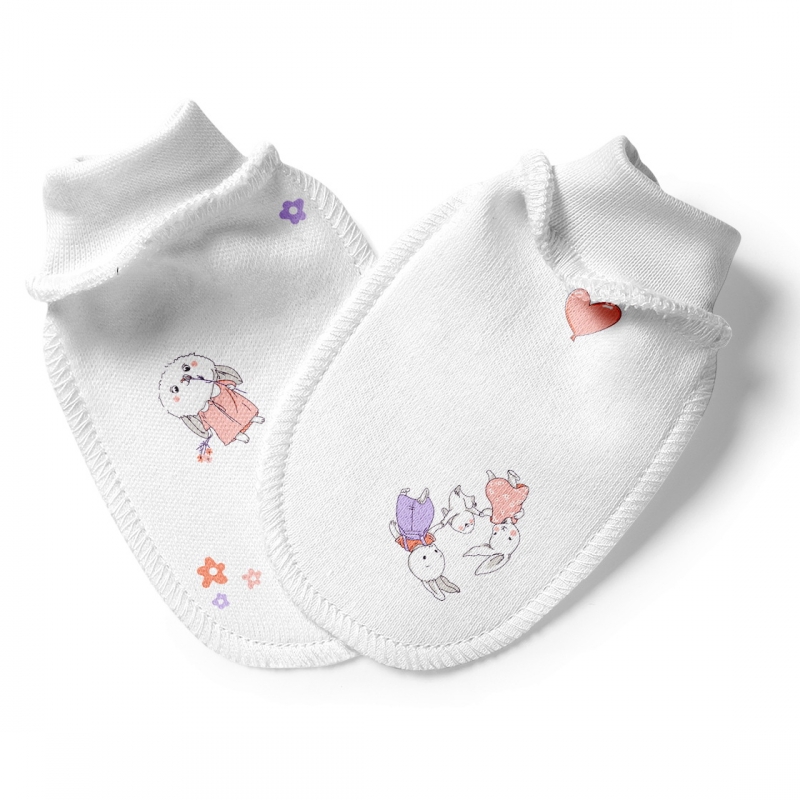 Anti-scratch mittens for newborn baby, Bunnies, 46...