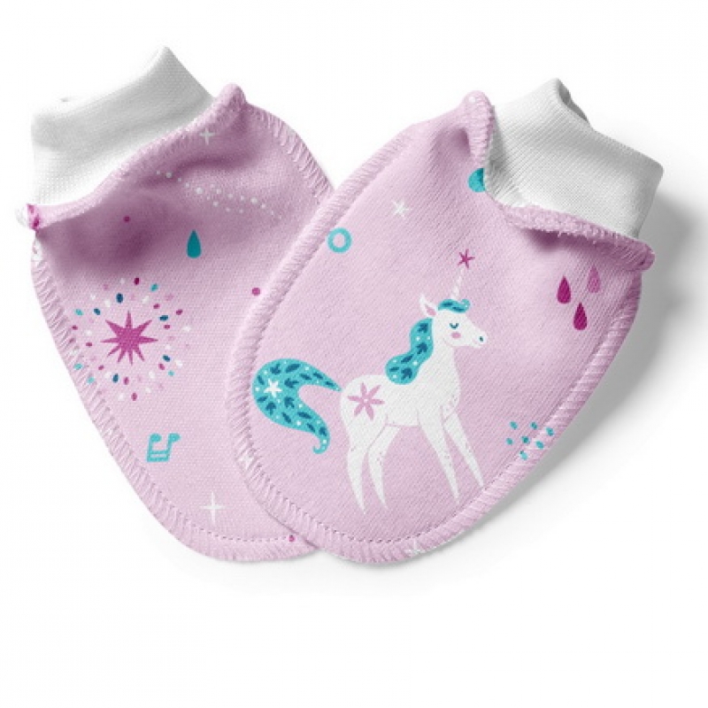Anti-scratch mittens for newborn baby, Unicorns, 4...