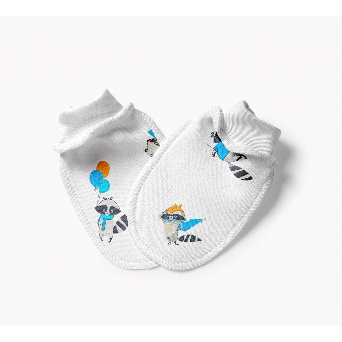 Anti-scratch mittens for newborn baby, Racoons, 4151, TM Sofia