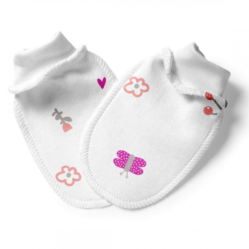 Anti-scratch mittens for newborn baby, Butterflies...