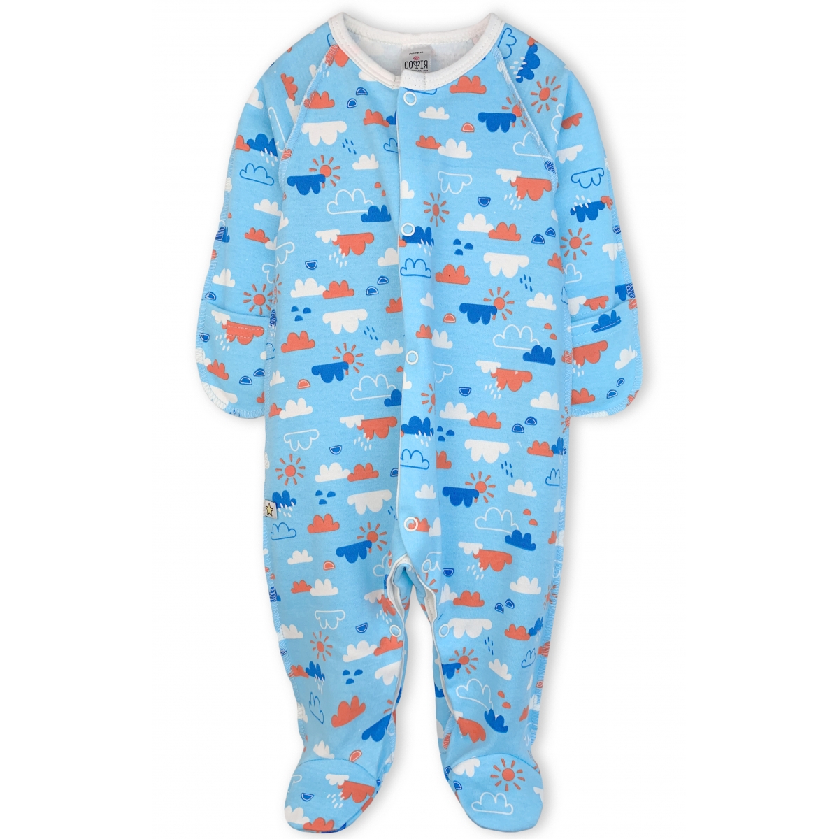 Baby Blue Clouds Sleep & Play, size 50-56-62, 1201, cotton, double knitted fabric, TM Sofia