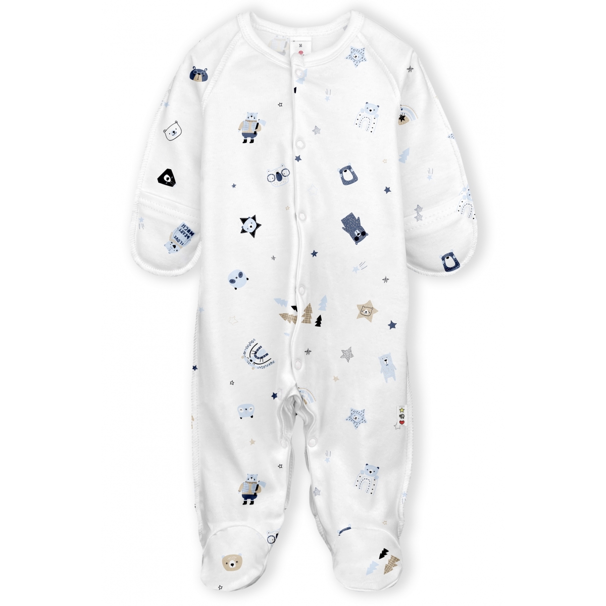 Комбинезон Cubs Мишки р.50-56-62 (человечек) 4701, хлопок, интерлок, принт, молочный, ТМ София