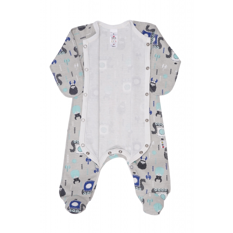 Baby Vikings Sleep & Play, size 50-56, 2901, cotton, double knitted fabric, grey, TM Sofia