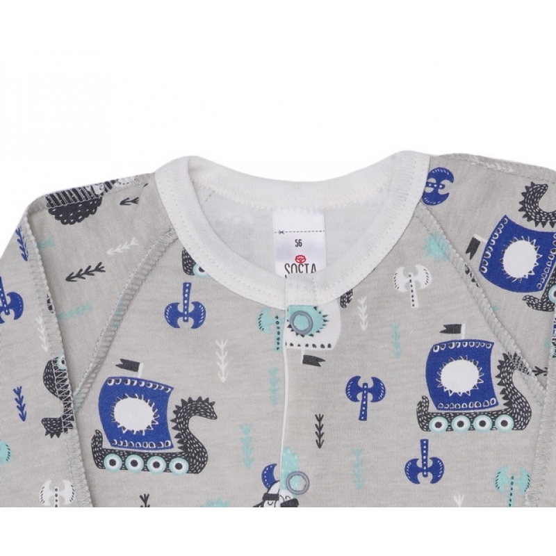 Baby Vikings Sleep & Play, size 50-56, 2901, cotton, double knitted fabric, grey, TM Sofia