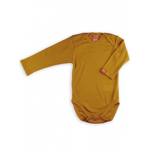 Merino thermal baby bodysuit yellow color (100% me...