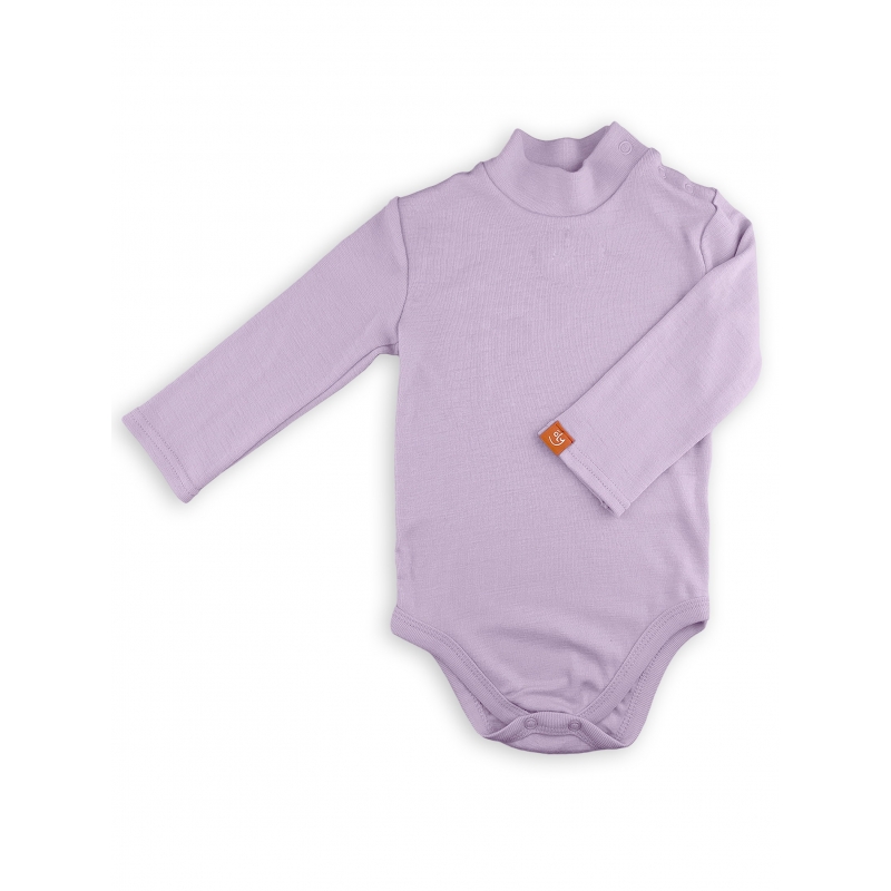 Merino thermal baby turtle neck bodysuit lilac col...