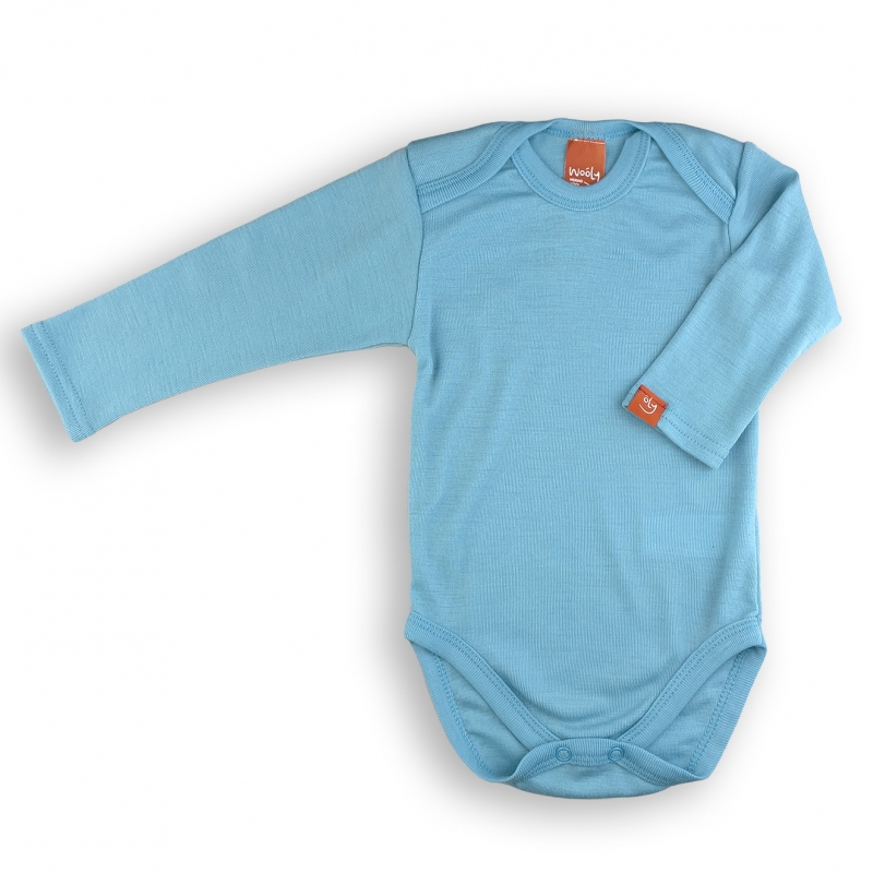 Merino thermal baby bodysuit light blue color (100% merino), 9012, ТМ Wooly