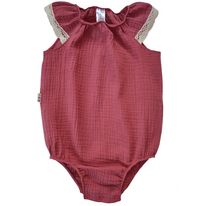 Baby Girl's bodysuit with small ruffles (burgundy), size 68-74-80-86 cotton, 3414, TM Sofia
