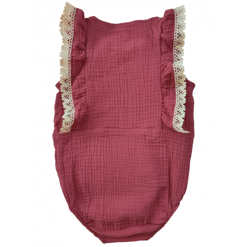 Baby Girl's flounce bodysuit (burgundy), size 68-74-80-86, 100% cotton double gauze, 3714, TM Sofia