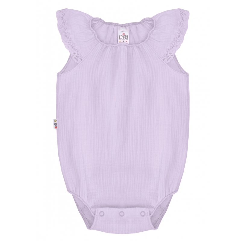 Baby Girl's bodysuit with small ruffles, lilac, si...