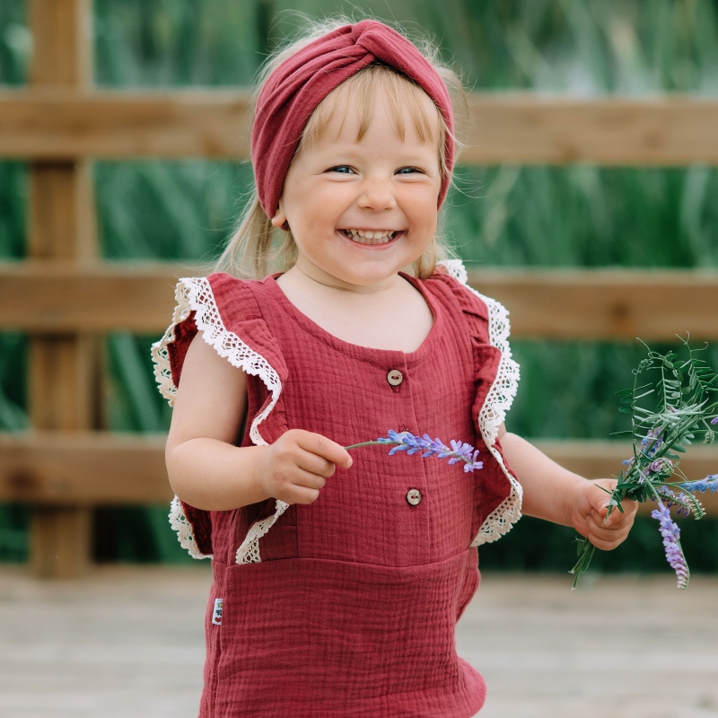 Baby Girl's flounce bodysuit (burgundy), size 68-7...