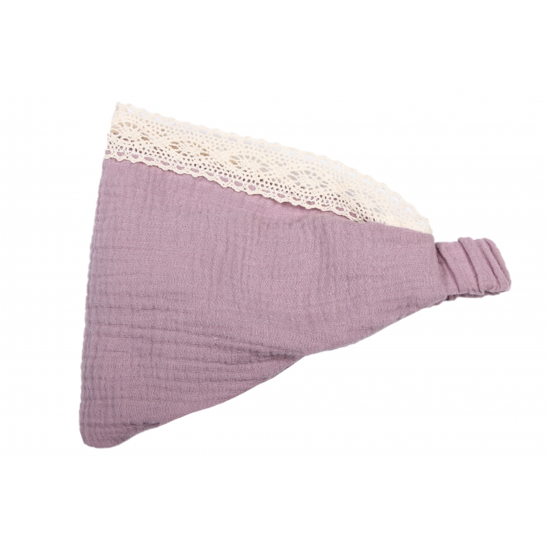 Gauze baby headscarf with an elastic band (eggplant grey), size 48-52 cotton, 3745, TM Sofia