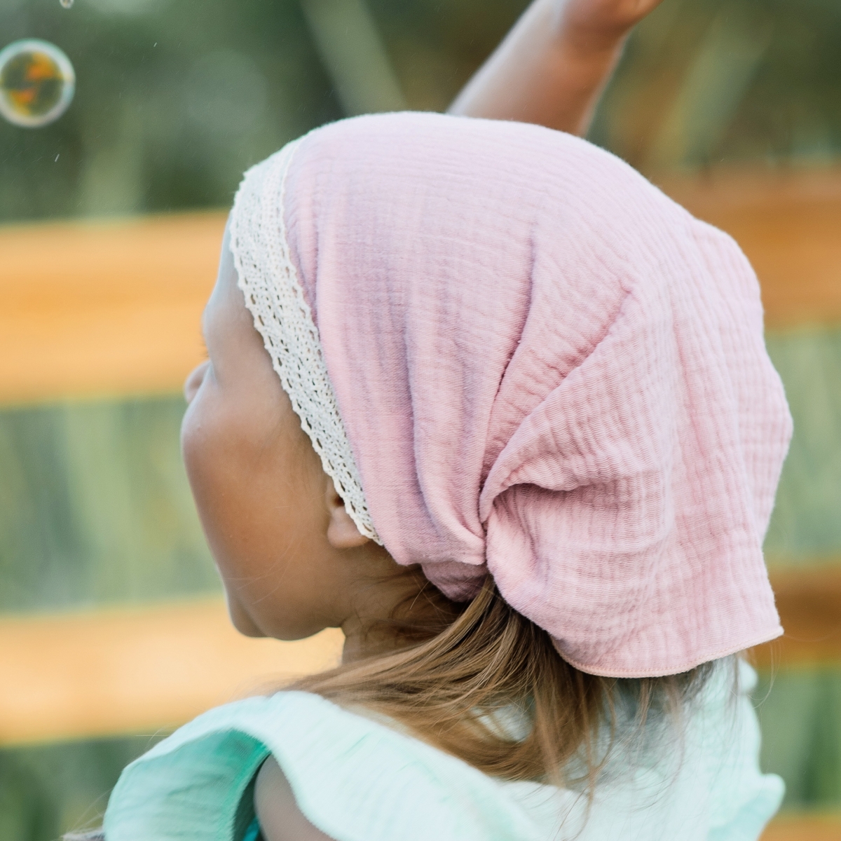 Gauze baby headscarf with an elastic band (light pink), size 48-52 cotton, 3746, TM Sofia