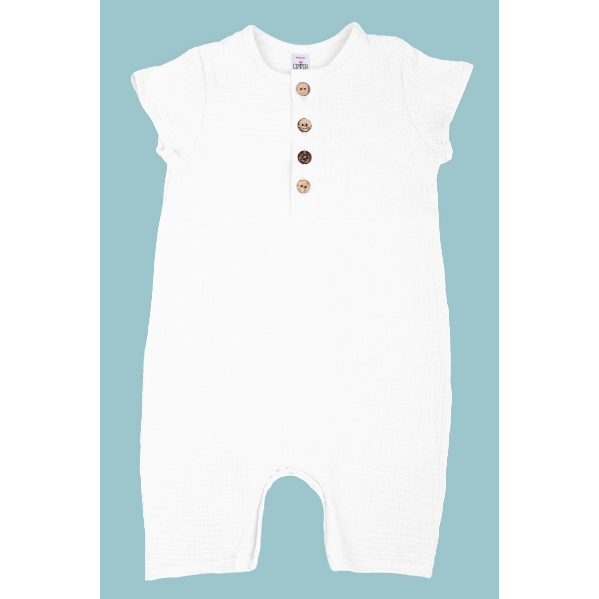 Baby Gauze Romper, light blue, Infant size 68-74-80-86, 3732, 100% double cotton gauze, TM Sofia