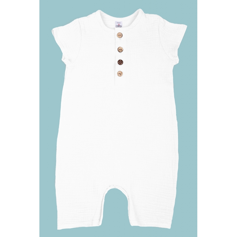 Baby Gauze Romper, White, Infant size 68-74-80-86,...