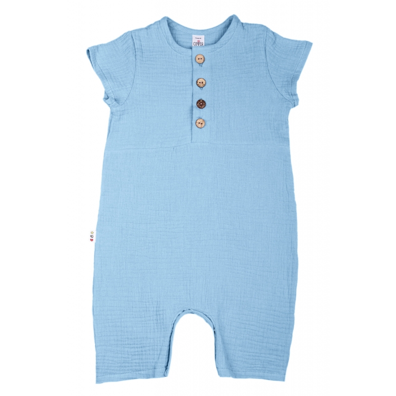 Baby Gauze Romper, light blue, Infant size 68-74-8...