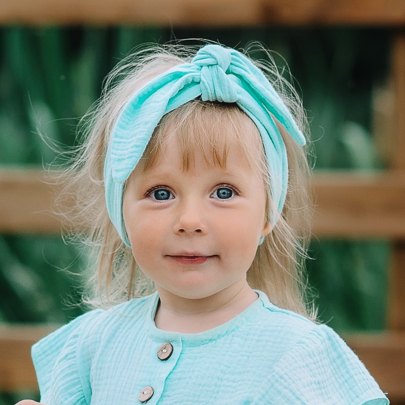 Gauze Headband Baby Hair Bow, baby, girl (mint), p...
