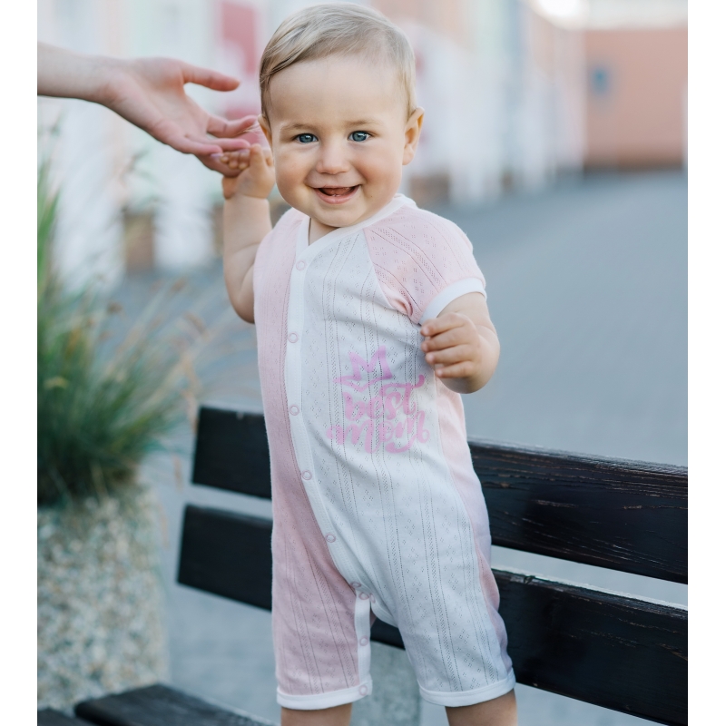 Baby Romper Flowers Print, Infant size 68-74, 1762, 100% cotton jaquard fabric, TM Sofia