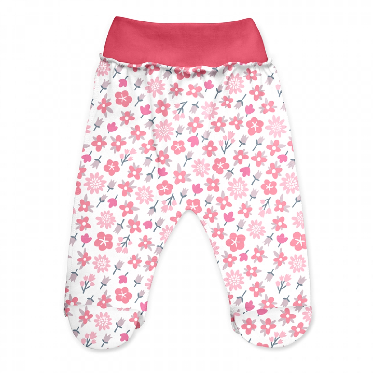 Baby footed pants Flowers, size 56-62, 100% soft cotton, 1322, TM Sofia