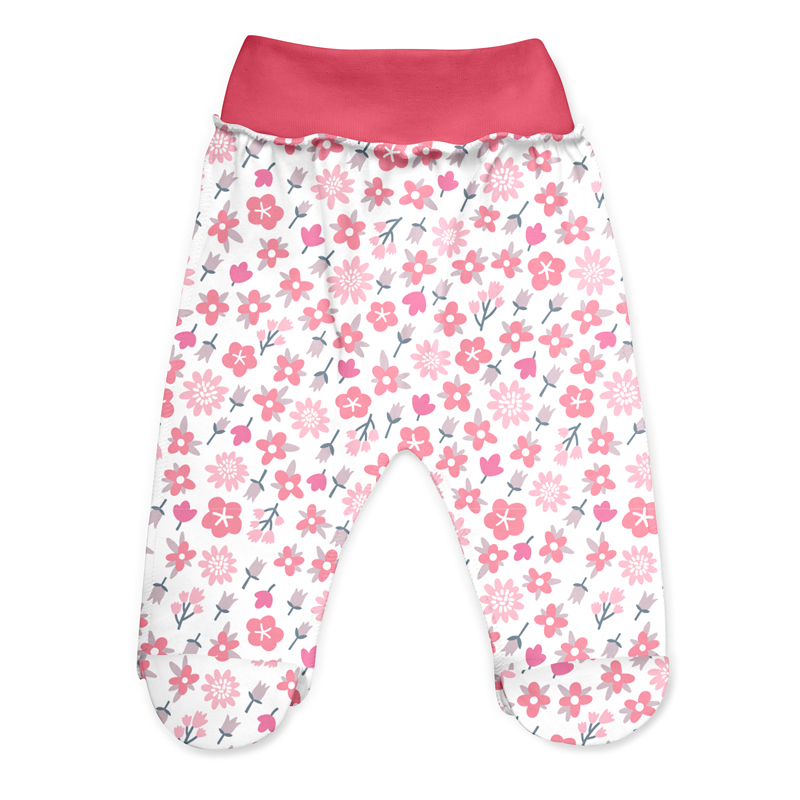 Baby footed pants Flowers, size 56-62, 100% soft c...