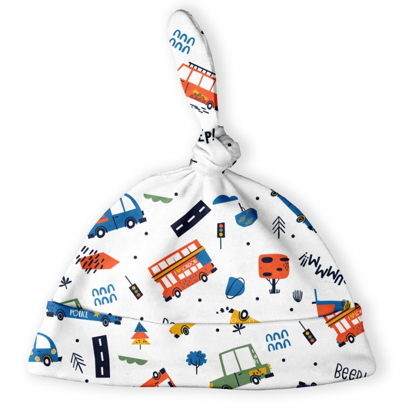 Baby Knot Cap Cars, size 38, 457338, 100% soft cot...