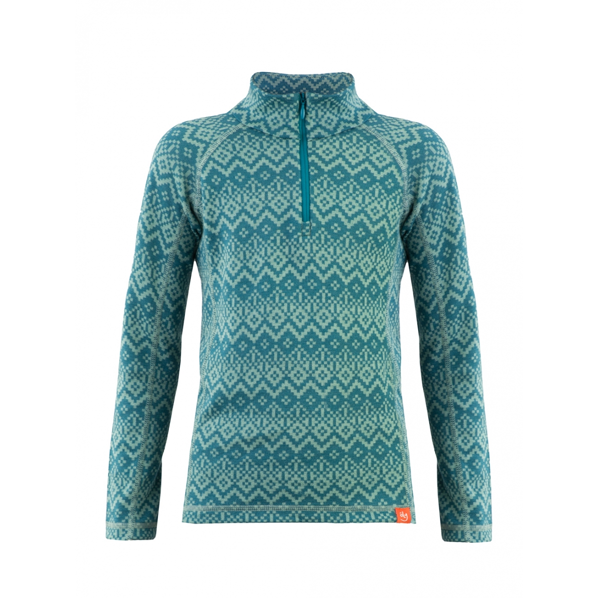 Thermal underwear Turtleneck Shirt with Short Zipper blue-green, wool merino, 9123, TM Wooly