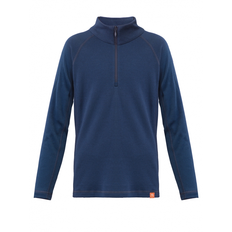 2 Piece Thermal Underwear Turtleneck Shirt with Short Zipper and Leggings Blue Set, wool merino, 9122/2, TM Wooly