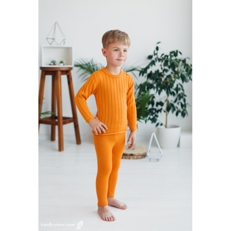 Merino Orange leggings (100% merino wool), р.86-92, 98-104, 104-110, 21-1, TM Sofia