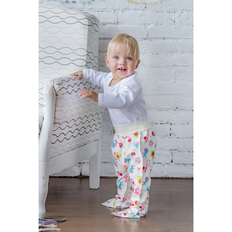Baby footed pants Rose Elephants, 100% soft cotton...