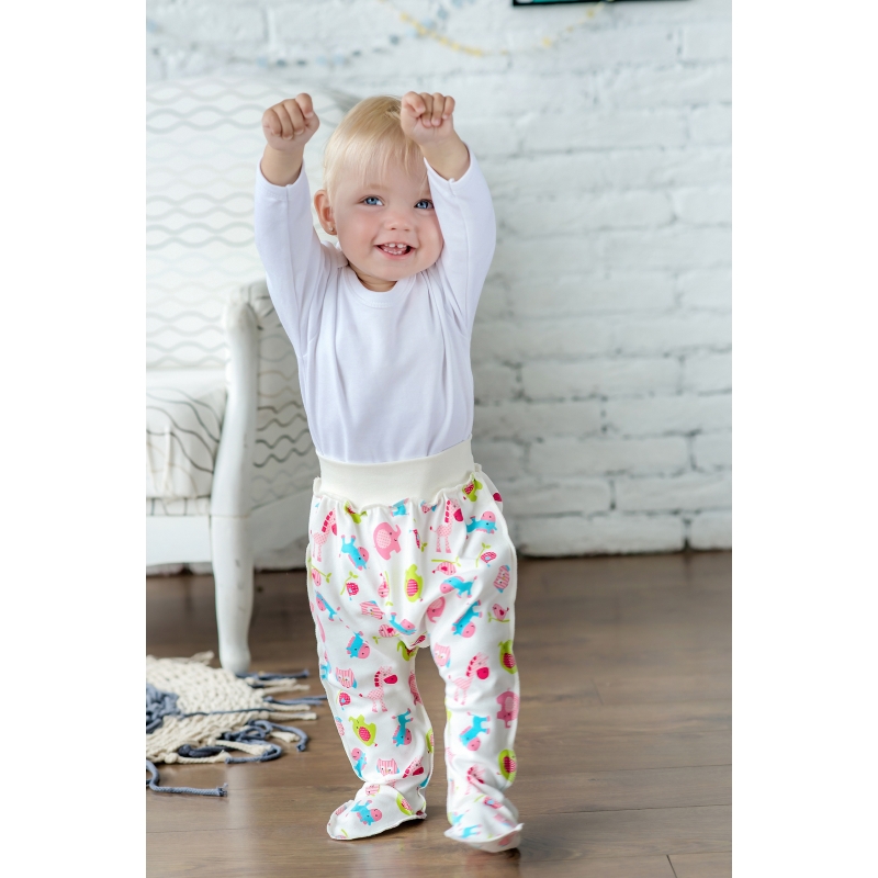 Baby footed pants Rose Elephants, 100% soft cotton, TM Sofia