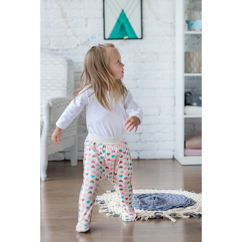 Baby footed pants Hearts, 100% soft cotton, TM Sofia