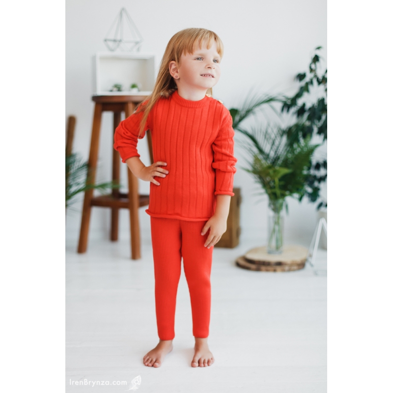 Термо легинсы коралловые (100% шерсть merino), р.86-92, 98-104, 104-110, 21-2, ТМ София